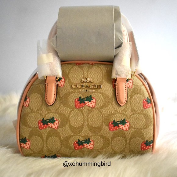 Coach | Sydney Satchel In Signature Canvas With Strawberry Print - Picture 7 of 13